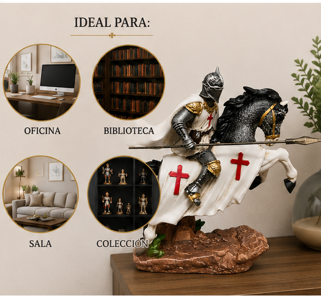 Caballero Templario sobre Caballo “Soldado de Dios” Decorativo