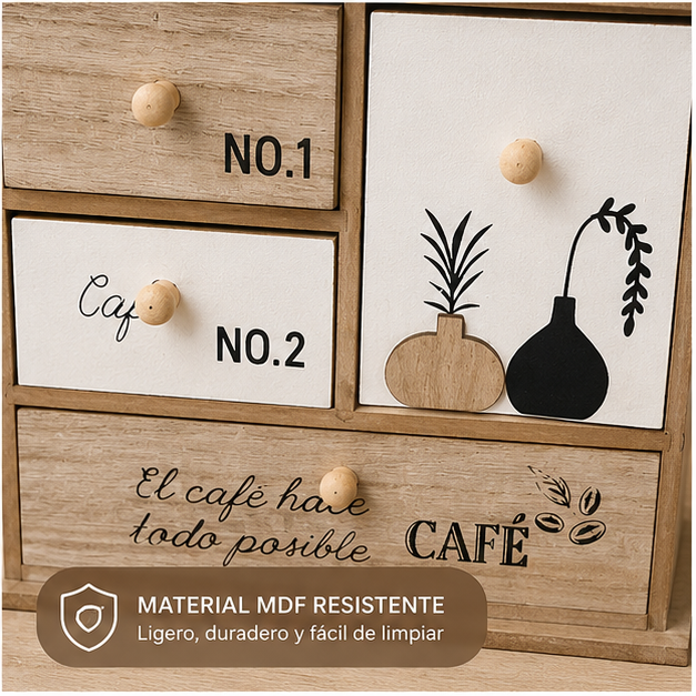 Roperito Porta Té y Café con Cajones MDF