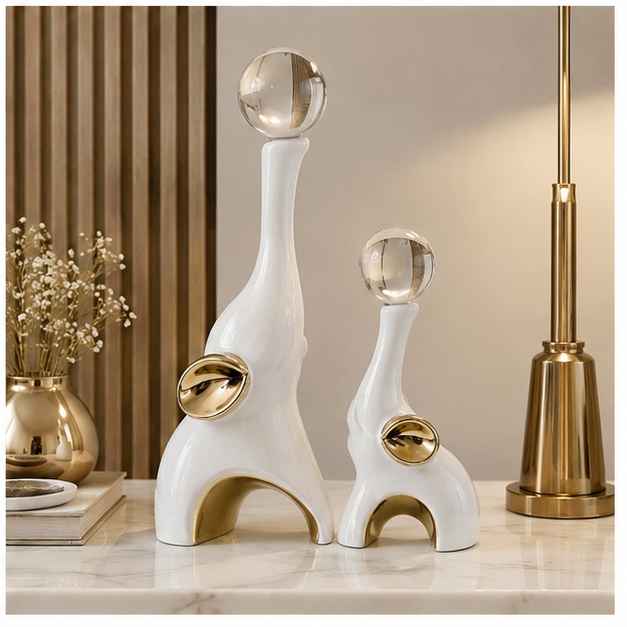 Set Decorativo Elefante Acróbata con Esferas de Cristal