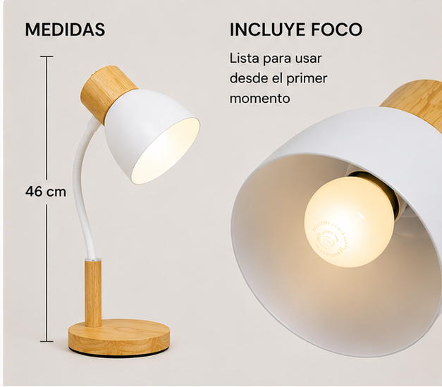 Lámpara Pinterest Minimalista de Bambú y Metal – Flexible