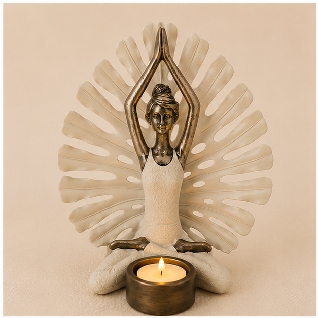 Espíritu del Yoga con Porta Vela | Figura Decorativa de Resina