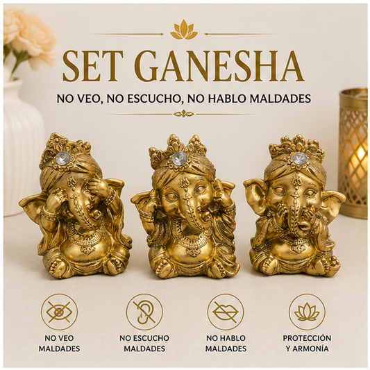 Set Ganesha de la Sabiduría y Protección (3 Piezas)