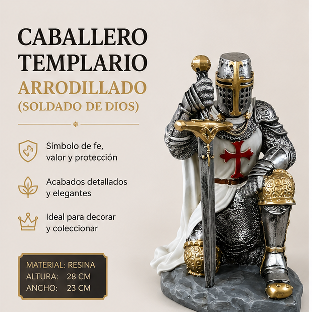 Caballero Templario Arrodillado “Soldado de Dios” Decorativo