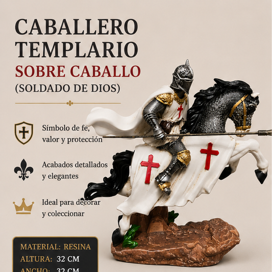 Caballero Templario sobre Caballo “Soldado de Dios” Decorativo