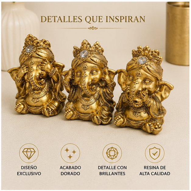 Set Ganesha de la Sabiduría y Protección (3 Piezas)