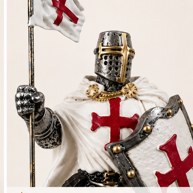 Caballero Templario con Bandera “Soldado de Dios” Decorativo