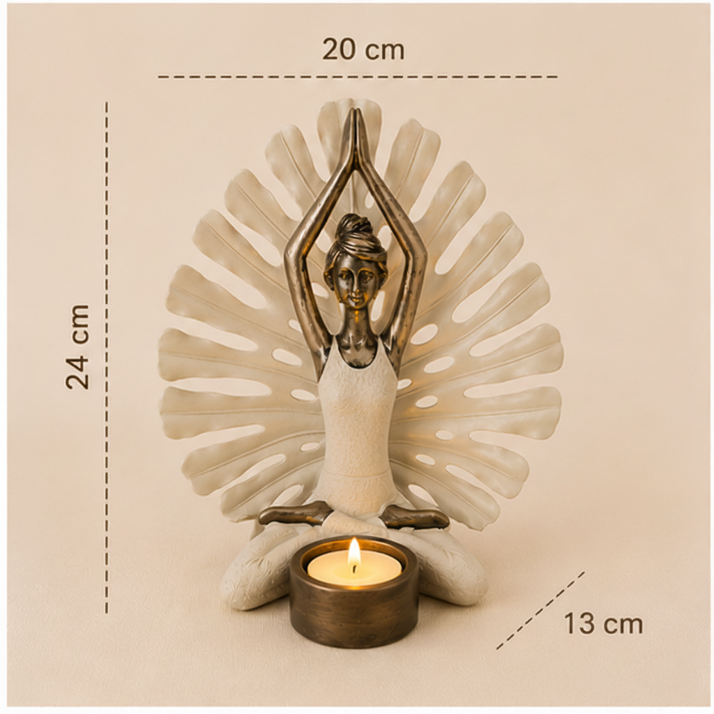 Espíritu del Yoga con Porta Vela | Figura Decorativa de Resina