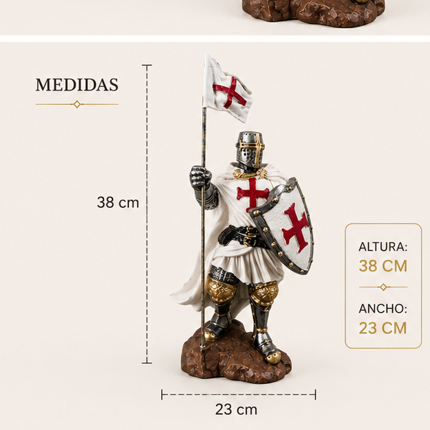 Caballero Templario con Bandera “Soldado de Dios” Decorativo