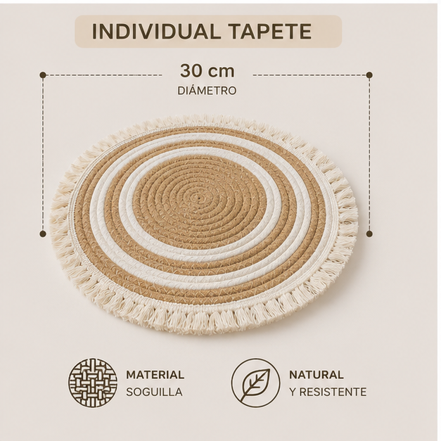 Individual Tapete Decorativo de Soguilla – 30 cm