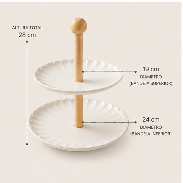 Porta Bocaditos de 2 Niveles – Losa y Bambú