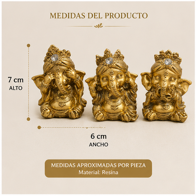 Set Ganesha de la Sabiduría y Protección (3 Piezas)