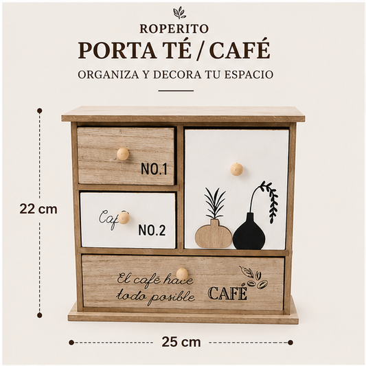 Roperito Porta Té y Café con Cajones MDF