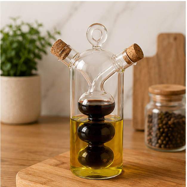 Aceitero Doble de Vidrio Borosilicato