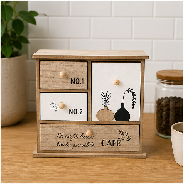 Roperito Porta Té y Café con Cajones MDF