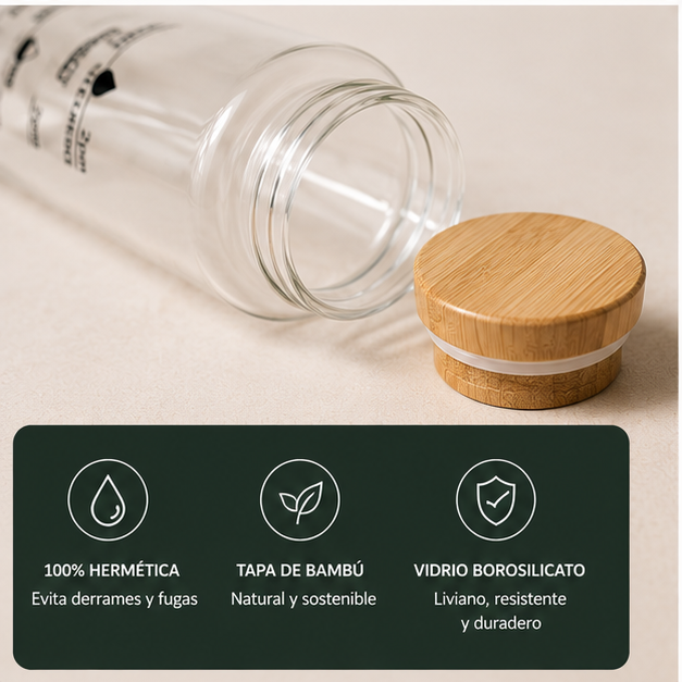 Tomatodo Motivacional de Vidrio Borosilicato 1L