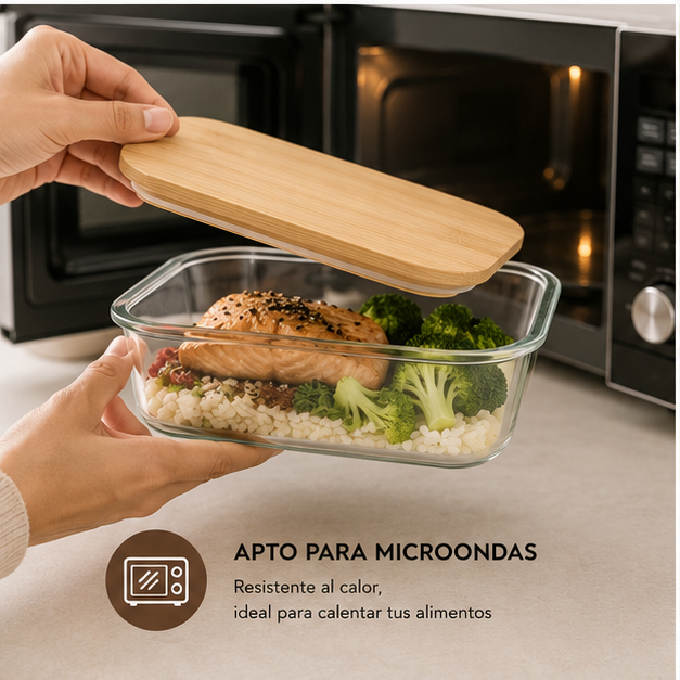 Taper de Vidrio con Tapa Hermética de Bambú