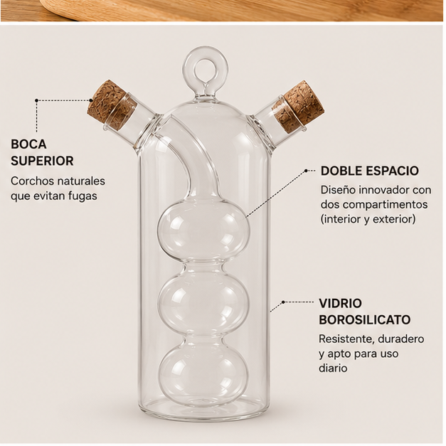 Aceitero Doble de Vidrio Borosilicato
