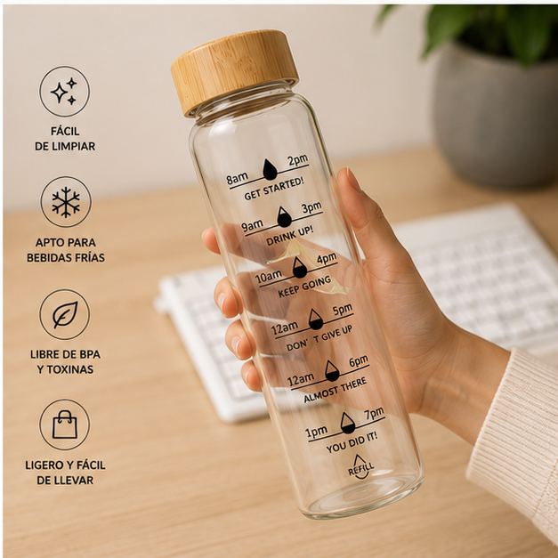 Tomatodo Motivacional de Vidrio Borosilicato 1L