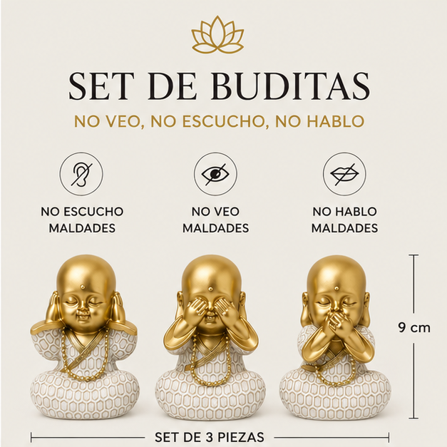 Set Decorativo Buditas “No Veo, No Escucho, No Hablo”