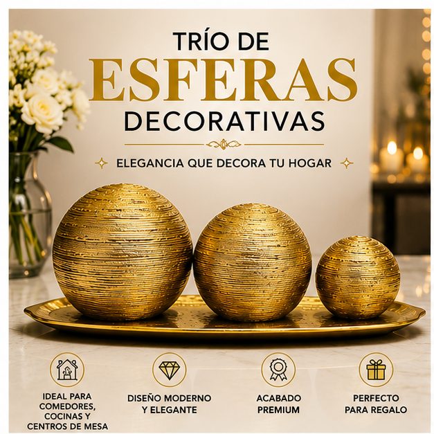 Trío de Esferas Decorativas