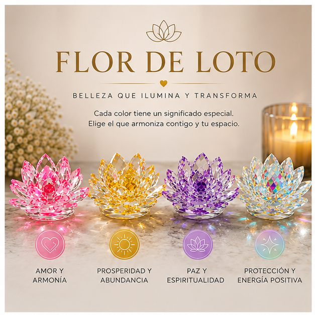 Flor de Loto de Cristal – Luz, Energía y Armonía para tu Espacio