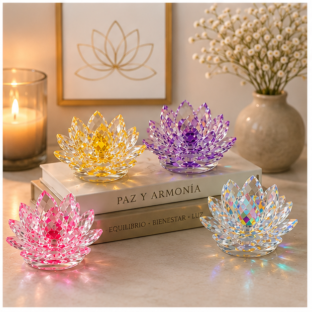 Flor de Loto de Cristal – Luz, Energía y Armonía para tu Espacio