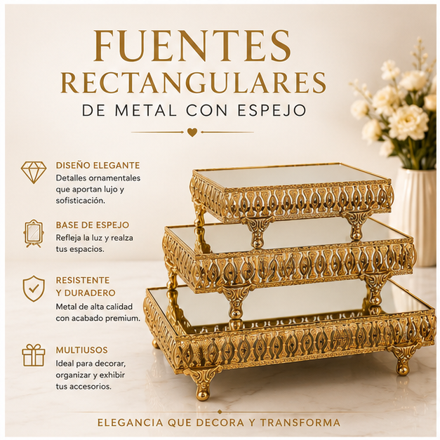 Fuentes Rectangulares Decorativas con Espejo
