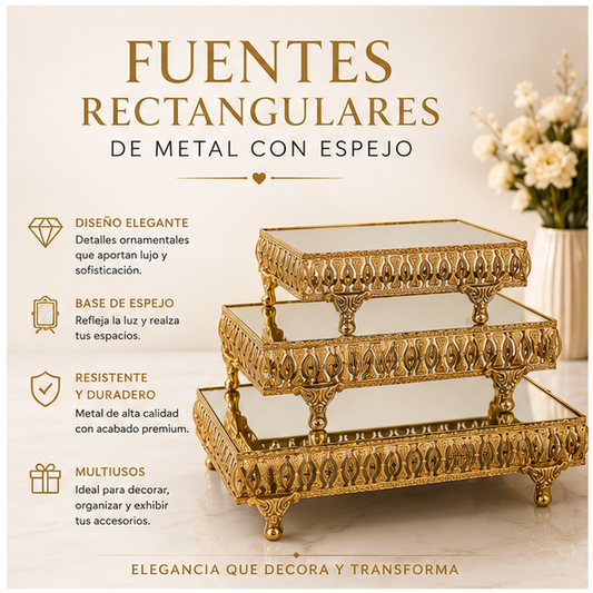 Fuentes Rectangulares Decorativas con Espejo