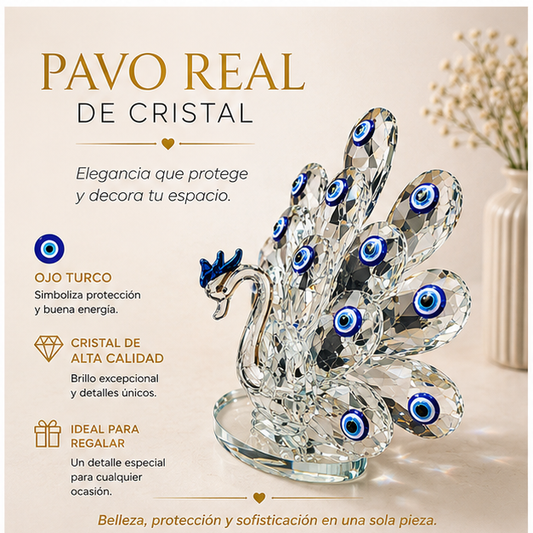 Pavo Real de Cristal con Ojo Turco