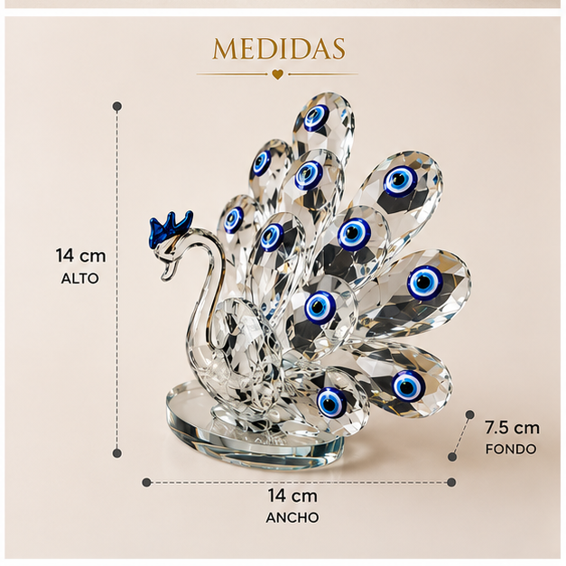 Pavo Real de Cristal con Ojo Turco
