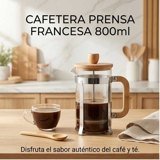Cafetera Prensa Francesa Premium de Bambú (800ml)