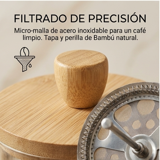 Cafetera Prensa Francesa Premium de Bambú (800ml)