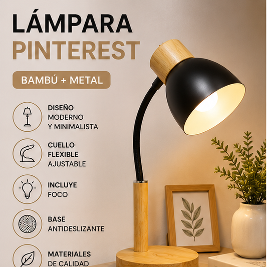 Lámpara Pinterest Minimalista de Bambú y Metal – Flexible