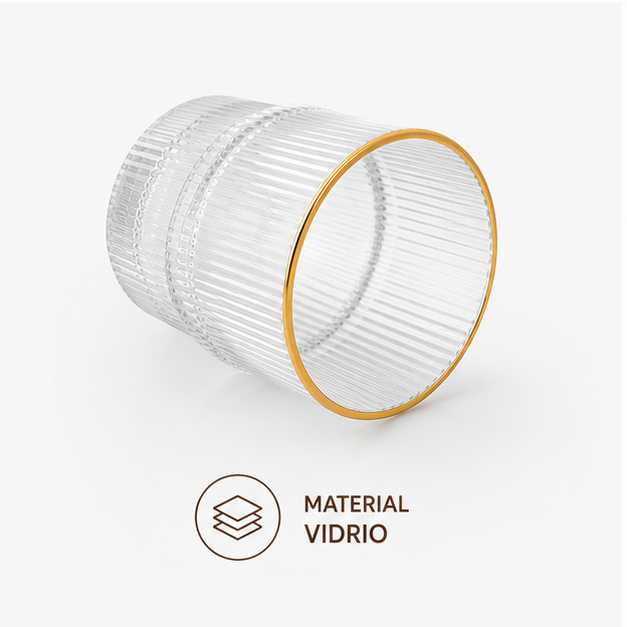 Juego de Vasos Pinterest Borde Dorado – 6 Piezas